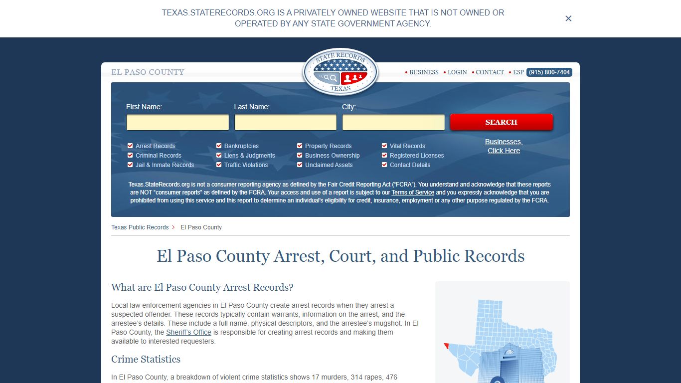 El Paso County Arrest, Court, and Public Records
